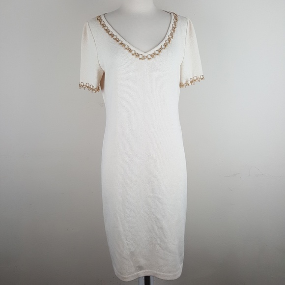 St. John Dresses & Skirts - St. John Ivory Cream Knit Dress Sz 8